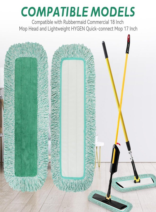 BeiLan Commercial Products Dust Pad with Fringe for Rubbermaid 18” - 18 Inch Green Microfiber Dust Mop Refills Heavy-Duty Cleaning for Hardwood/Tile/Laminated Floors in Kitchen/Lobby/Office (6 Counts) - Image 2